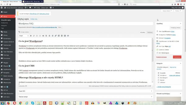 Panel WordPressa służący do dodawania i edytowania wpisów.