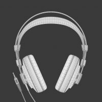 Słuchawki, model 3D, siatka/wireframe