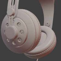 Słuchawki, model 3D, matcap