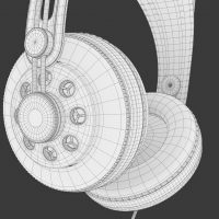 Słuchawki, model 3D, siatka/wireframe