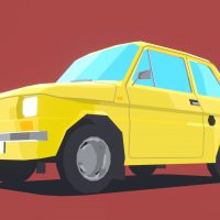 Polski FIAT 126p w kolorze żółtym